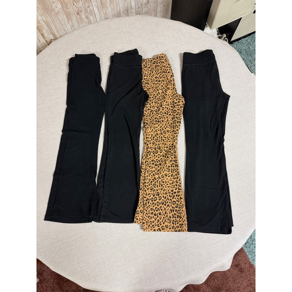 Gap Kids Cat & Jack Girls Flare Leggings Bundle 4PK Black Leopard Print Size M 8